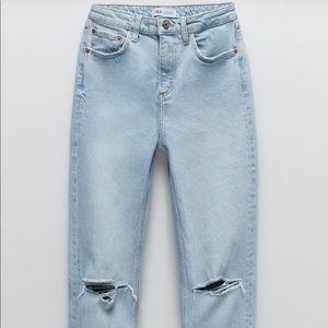 Zara Mom Fit Ripped Jeans